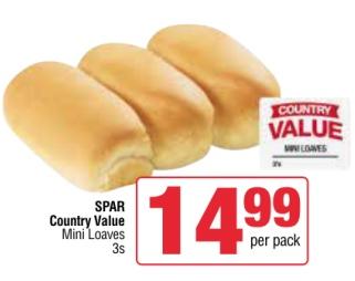 SPAR Country Value Mini Loaves 3s Per pack 