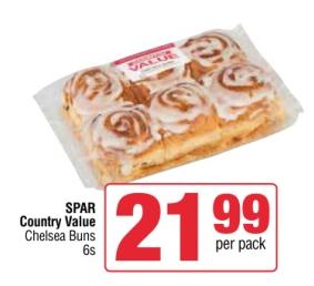 SPAR Country Value Chelsea Buns 6s 