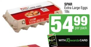 SPAR Extra Large Eggs 18s 