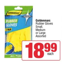 Goldenmarc Rubber Gloves Small, Medium or Large Assorted each 