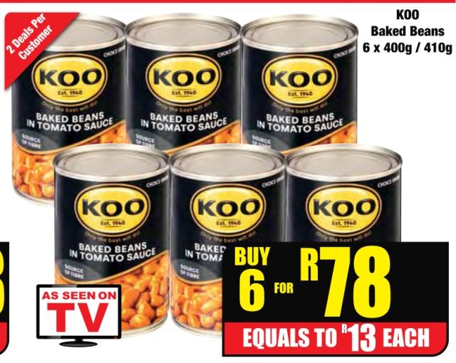 KOO Baked Beans 6 x 400g / 410g