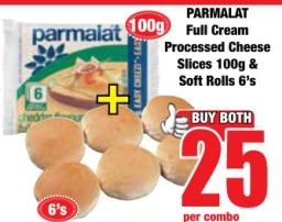 Parmalat Full Cream Processed Cheese Slices 100g & Soft Rolls  6's