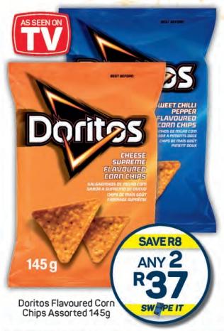 Any 2 Simba Doritos Flavoured Corn Chips Assorted 145g