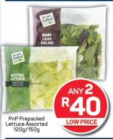 Any 2 PnP Prepacked Lettuce Assorted 120g/150g