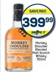 Monkey Shoulder Blended Malt Scotch Whisky 750ml