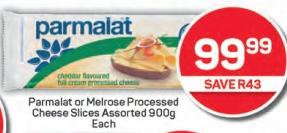 Parmalat or Melrose Processed Cheese Slices Assorted 900g