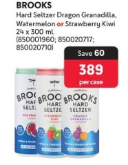 BROOKS Hard Seltzer Dragon Granadilla, Watermelon or Strawberry Kiwi 24 x 300 ml