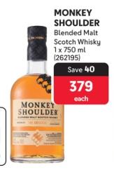 MONKEY SHOULDER Blended Malt Scotch Whisky 1 x 750 ml