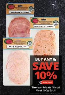 Tirolean Meats Sliced Meat 400g Each