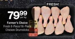 Farmer's Choice Fresh 8-Piece/16-Piece Chicken Drumsticks