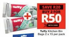 Tuffy Kitchen Bin Bags 2 x 15 per pack