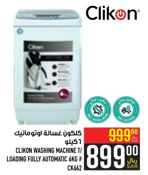 CLIKON WASHING MACHINE T/LOADING FULLY AUTOMATIC 6KG # CK662