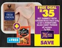 Farmbest Fresh Chicken Braai Pack 650g with Robertson's Rajah Curry Powder 7 gm 