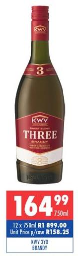 KWV 3YO Brandy  12x750ml