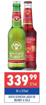 Buffelsfontein Lager or Brandy & Cola 24 x 275 ml 