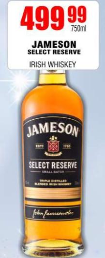 JAMESON SELECT RESERVE IRISH WHISKEY 750 ml 