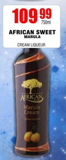 AFRICAN SWEET MARULA CREAM LIQUEUR 750 ml 