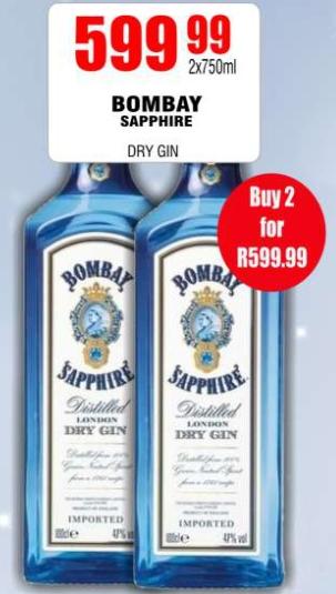 Bombay Sapphire Dry Gin 2 x 750ml