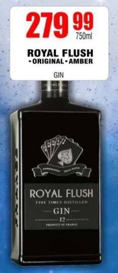 ROYAL FLUSH ORIGINAL AMBER GIN 750 ml 