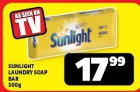 SUNLIGHT LAUNDRY SOAP  BAR 500g