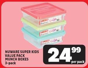 NUWARE SUPER KIDS VALUE PACK MUNCH BOXES 3-pack