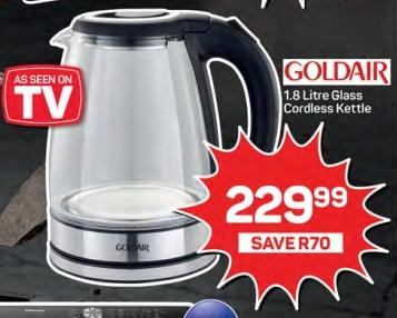 Goldair 1.8 Litre Glass Cordless Kettle