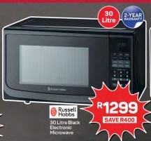 Russell Hobbs 30 Litre Black Electronic Microwave