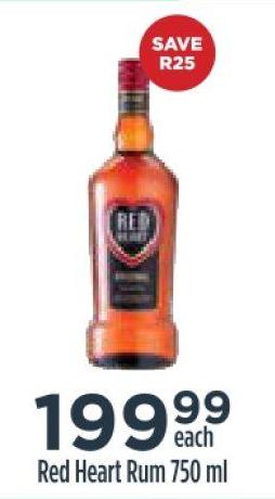 Red Heart Rum 750 ml