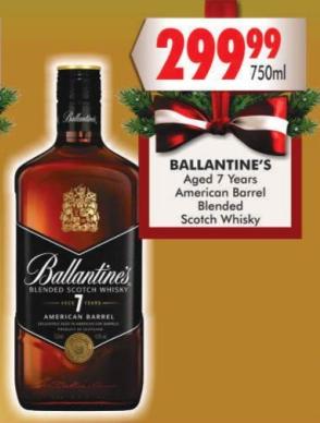 Ballantine's Aged 7 Years American Barrel Blended Scotch Whisky 750ml