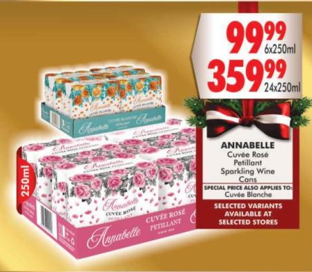 Annabelle Cuvee Rose Petillant Sparkling Wine Cans 24x250ml