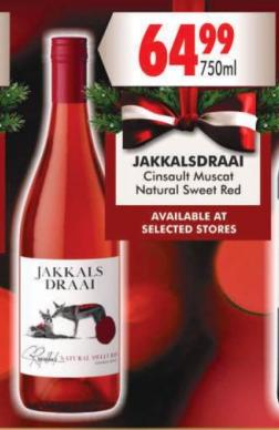 Jakkalsdraai Cinsault Muscat Natural Sweet Red 750ml