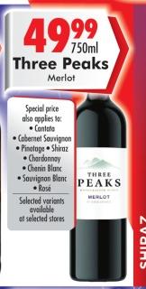 Three Peaks Merlot 750ml