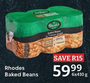 Rhodes Baked Beans in Tomato Sauce 6 Pack