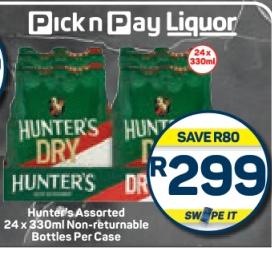 Hunter's Assorted 24 x 330ml Non-returnable Bottles Per Case