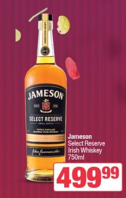 Jameson Select Reserve Irish Whiskey 750ml