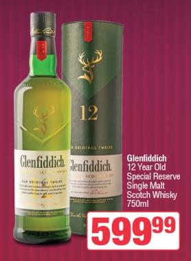 Glenfiddich 12 Year Old Special Reserve Single Malt Scotch Whisky 750ml