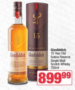 Glenfiddich 15 Year Old Solera Reserve Single Malt Scotch Whisky 750ml