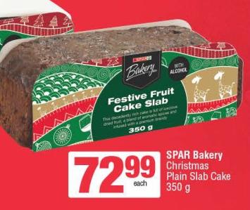 SPAR Bakery Festive Fruit Cake Slab 350 g