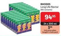 RHODES Long Life Nectar (All variants) 24 x 200 ml