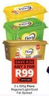 Flora Regular/Light/Gold Fat Spread 3 x 500g Any 2