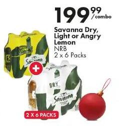 Savanna Dry Light or Angry Lemon  NRB 2x6 pack 