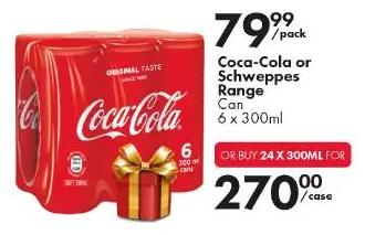 Coca Cola Or Schweppes Range 24x300 ml 