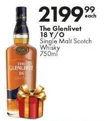 The Glenlivet 18 Y/O Single Malt Scotch Whisky 750 ml