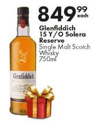 Glenfiddich 15 Y/O Solera Reserve Single Malt Scotch Whisky 750 ml 