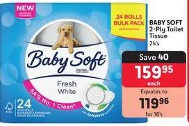 BABY SOFT 2-Ply Toilet Tissue 24's