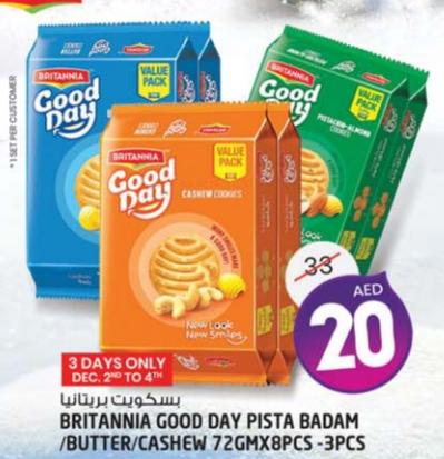 BRITANNIA GOOD DAY PISTA BADAM/BUTTER/CASHEW 72GMX8PCS -3PCS