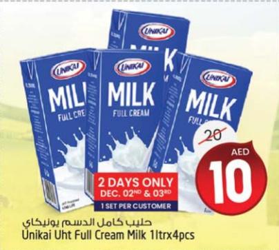 Unikai UHT Full Cream Milk 1ltr x 4pcs