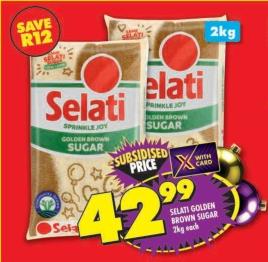 Selati Golden Brown Sugar 2kg each