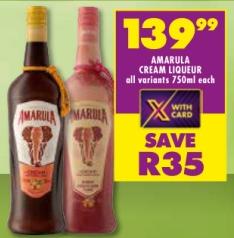 Amarula Cream Liqueur All Variants 750ml Each 