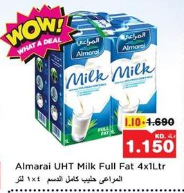 Al marai UHT Milk Full Fat 4x1 ltr